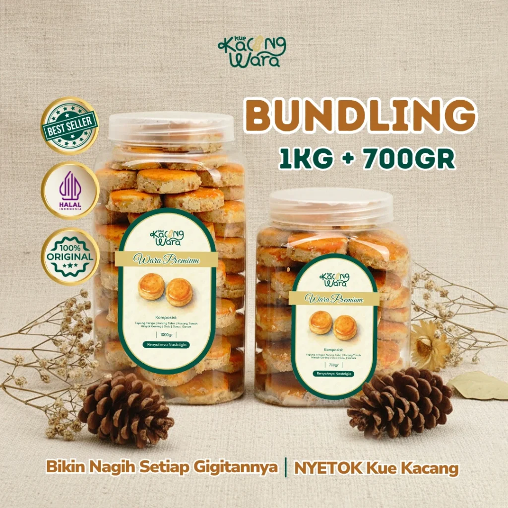 kue kacang wara bundling 1 kg + 700 gr