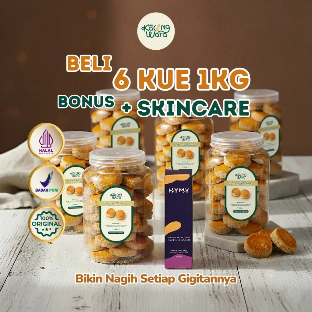 kue kacang wara bundling 6 pack 1 kg bonus hymy skincare